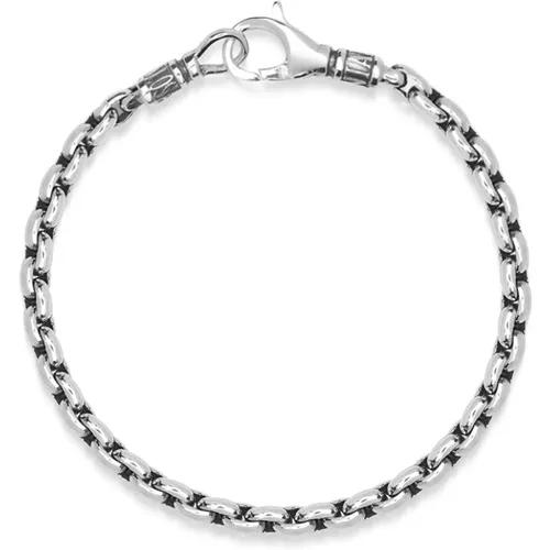 Men`s Sterling Silver 4mm Round Link Chain Bracelet , Herren, Größe: M - Nialaya - Modalova