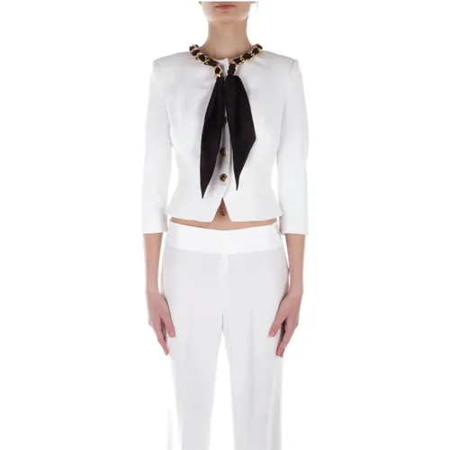 Ivory Button Front Jacket , female, Sizes: S, M - Elisabetta Franchi - Modalova