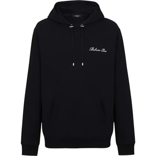 Balain Signature hoodie , male, Sizes: S, M - Balmain - Modalova