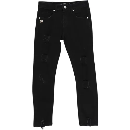 Schwarze Kinder Jeans mit Metall-Logo - Daniele Alessandrini - Modalova