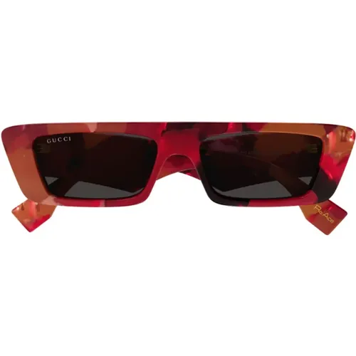 Rot-Bordeaux Acetat Sonnenbrille Reace Gg1625S , unisex, Größe: 54 MM - Gucci - Modalova