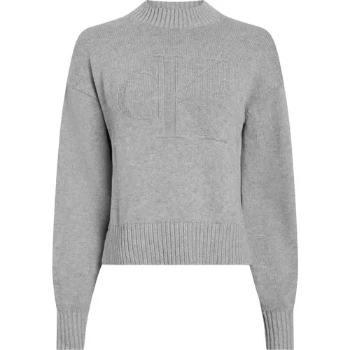 Cotton Sweater Grey , female, Sizes: S, XS, M, 2XS - Calvin Klein - Modalova