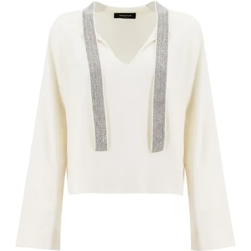 Platinum Yarn V-Neck Sweater , female, Sizes: XS - Fabiana Filippi - Modalova