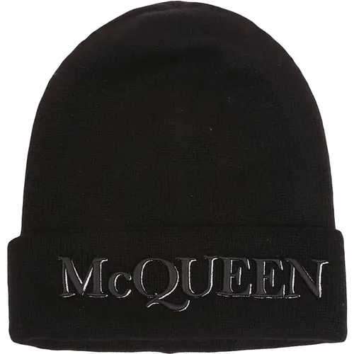 Ribbed Beanie with Embroidered Logo , male, Sizes: S, M, ONE SIZE, L - alexander mcqueen - Modalova