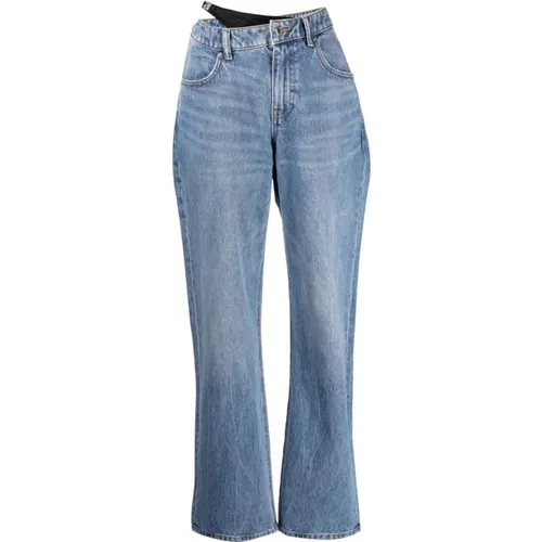 Bikini-Layered Straight Jeans with Asymmetric Waistband , female, Sizes: W27, W29, W30 - alexander wang - Modalova