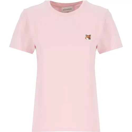 Fox Head Patch Cotton T-Shirt , female, Sizes: L - Maison Kitsuné - Modalova