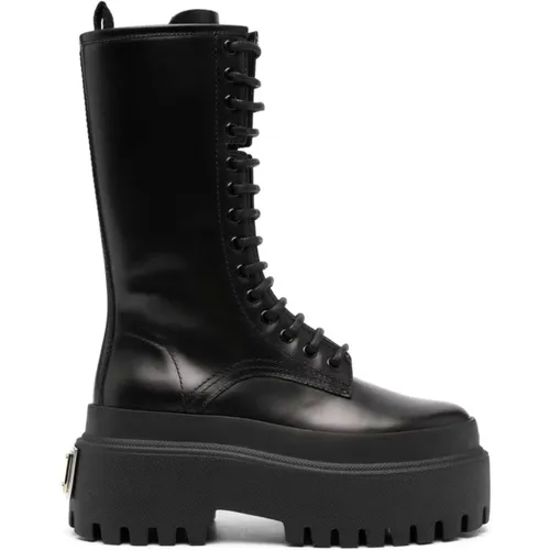 Nero Leather High Boot , female, Sizes: 6 1/2 UK, 3 UK - Dolce & Gabbana - Modalova