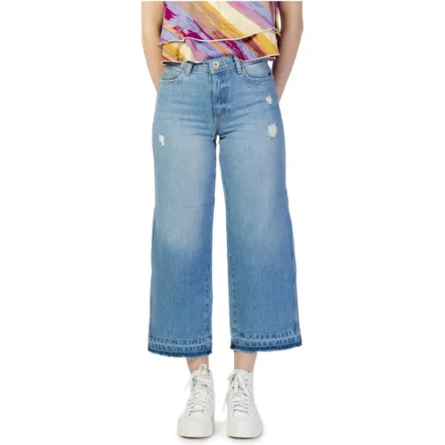 Blaue einfarbige Jeans mit Reißverschluss und Knopfverschluss - Only - Modalova