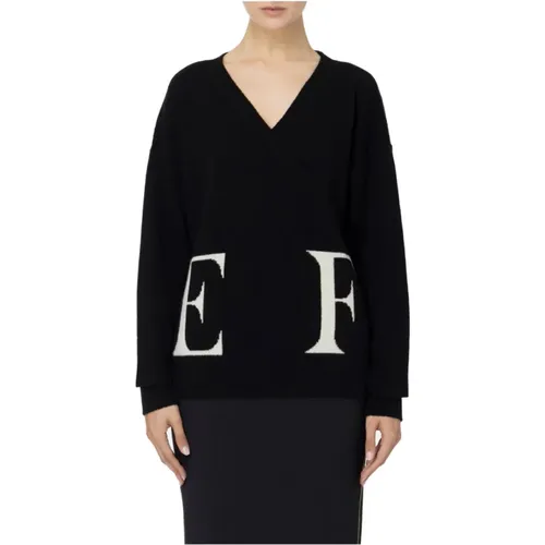 Logo Wollmischung Kreuz Sweater - Elisabetta Franchi - Modalova