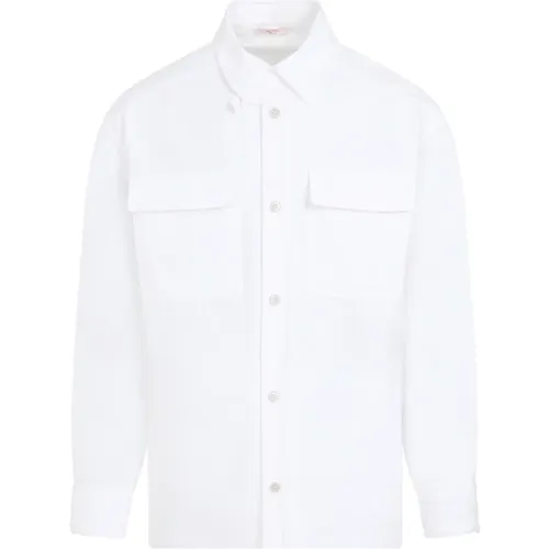 Cotton Jacket with Floral Details , male, Sizes: M, L - Valentino - Modalova