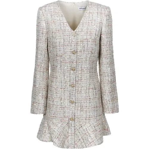 Pearl Button Tweed Mini Dress , female, Sizes: XS - Self Portrait - Modalova