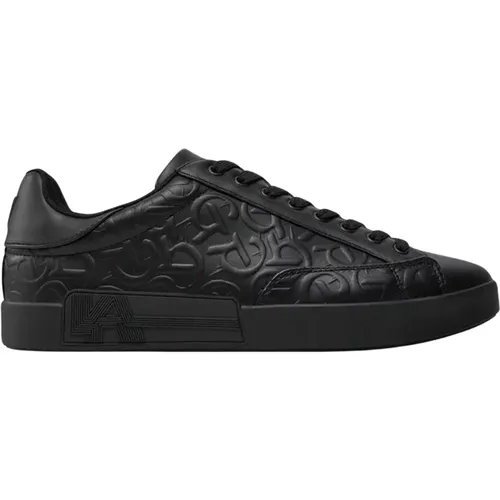 Schwarze Low-Top-Sneakers mit All-Over-Logo , Herren, Größe: 44 EU - Guess - Modalova