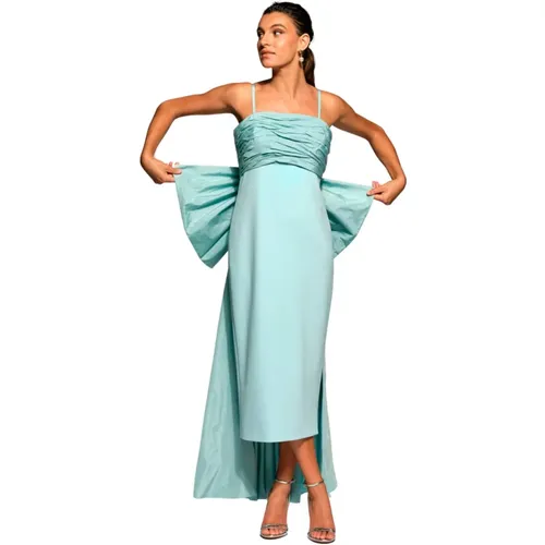 Blaues Midi-Kleid mit gerafftem Detail , Damen, Größe: XL - Moskada - Modalova