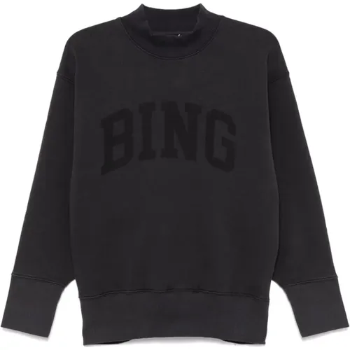 Schwarzer Jersey-Sweatshirt mit Logodruck , Damen, Größe: S - Anine Bing - Modalova