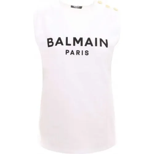 Ärmelloses weißes Top Luxusmode , Damen, Größe: L - Balmain - Modalova