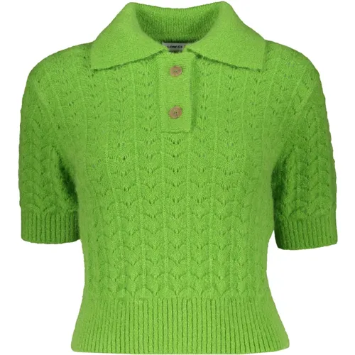 Geripptes Gestricktes Poloshirt , Damen, Größe: S - LOW CLASSIC - Modalova