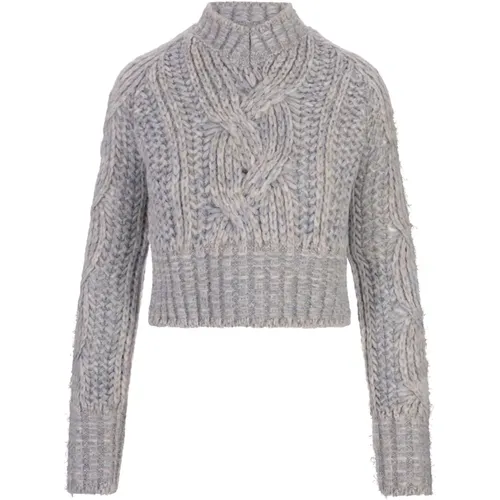 Weicher Grauer Zopfmuster Pullover - Ermanno Scervino - Modalova