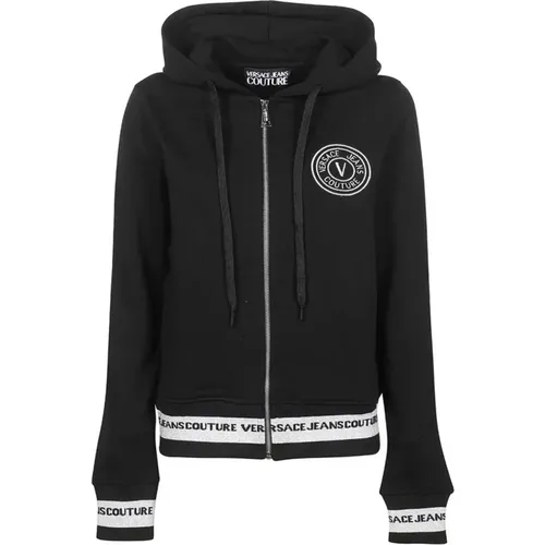 Bestickte Full Zip Hoodie , Damen, Größe: XS - Versace Jeans Couture - Modalova