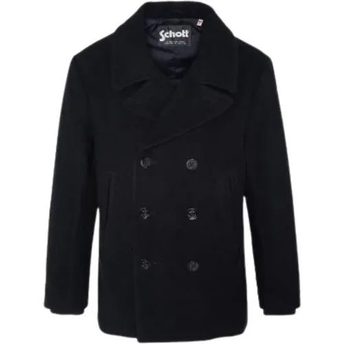 Dunkelblauer Woolen Caban Seacoat , Herren, Größe: XL - Schott NYC - Modalova