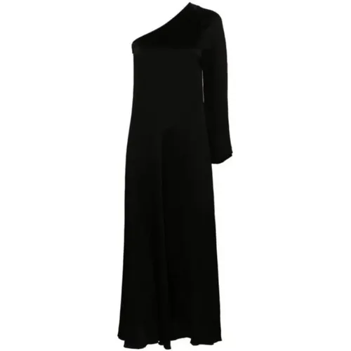 Ein-Schulter Schwarzes Creponne Kleid , Damen, Größe: S - Forte Forte - Modalova
