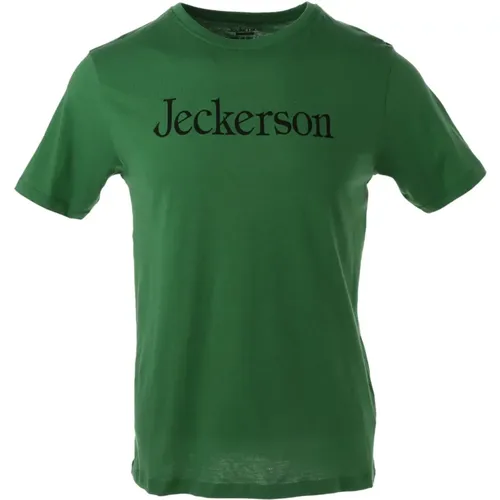 Grünes Print Slim Fit T-Shirt , Herren, Größe: L - Jeckerson - Modalova