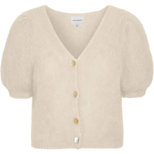 Kurzarm Mohair Cardigan , Damen, Größe: L - American Dreams - Modalova