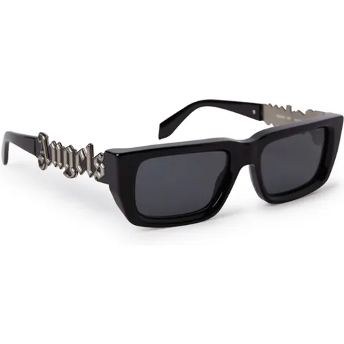 Schwarz/Grau Katze Sonnenbrille , unisex, Größe: 54 MM - Palm Angels - Modalova