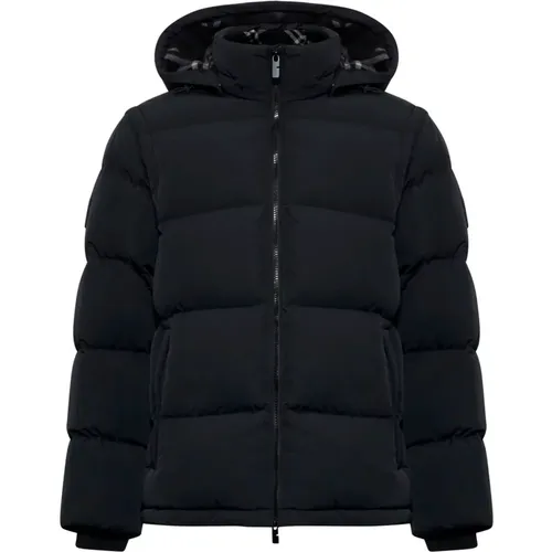 Quilted Nylon Down Jacket with Check Print Lining , male, Sizes: XL, M, S, L - Burberry - Modalova