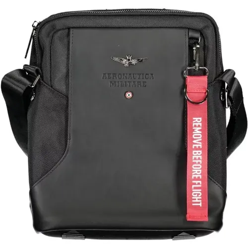 Schwarze Polyester-Schultertasche mit Mehreren Fächern - aeronautica militare - Modalova