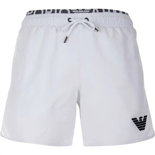 Weiße Boxershorts mit Logo und Kordel , Herren, Größe: S - Emporio Armani - Modalova