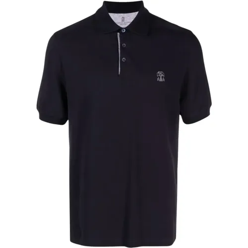 Darkblue T-Shirts & Polos Ss24 , male, Sizes: S, M, XL, L - BRUNELLO CUCINELLI - Modalova