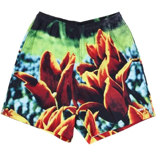 Herrenshorts mit Blumenmuster Orange , Herren, Größe: M - Obey - Modalova