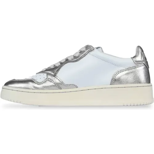 Low Bicolor Silver Sneakers , female, Sizes: 7 UK, 4 UK, 3 UK, 5 UK, 6 UK, 2 UK - Autry - Modalova