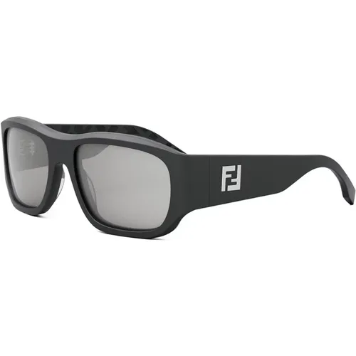 Matte Grey Mirrored Sunglasses , female, Sizes: 56 MM - Fendi - Modalova