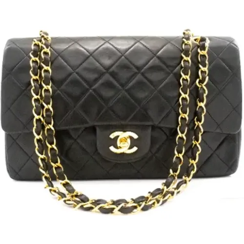 Authentische Chanel Doppelklappen-Tasche aus schwarzem Leder - Chanel Vintage - Modalova