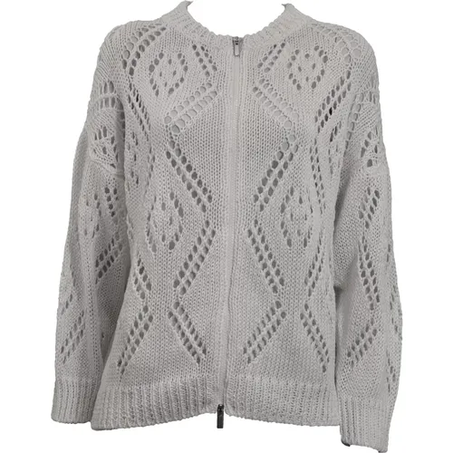 Cotton Knit Sweater with Zipper , female, Sizes: L - PESERICO - Modalova