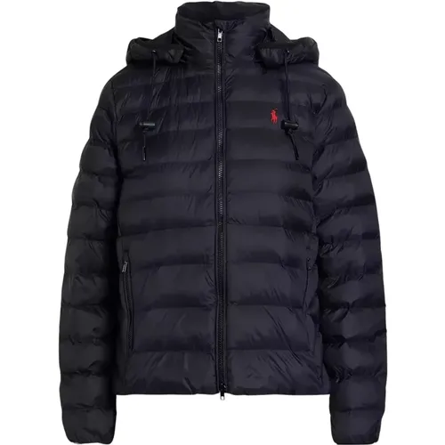 Schwarze gesteppte Jacke mit Kapuze , Damen, Größe: L - Ralph Lauren - Modalova