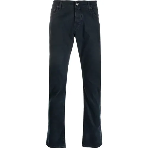 Navy Scarf-Detail Straight-Leg Jeans , male, Sizes: W31 - Jacob Cohën - Modalova