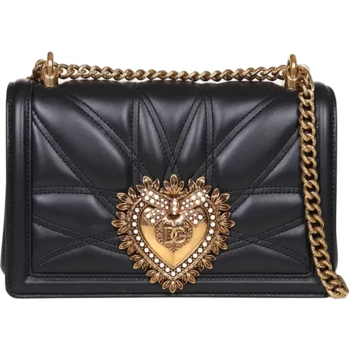 Quilted Shoulder Bag with Heart Detail , female, Sizes: ONE SIZE - Dolce & Gabbana - Modalova