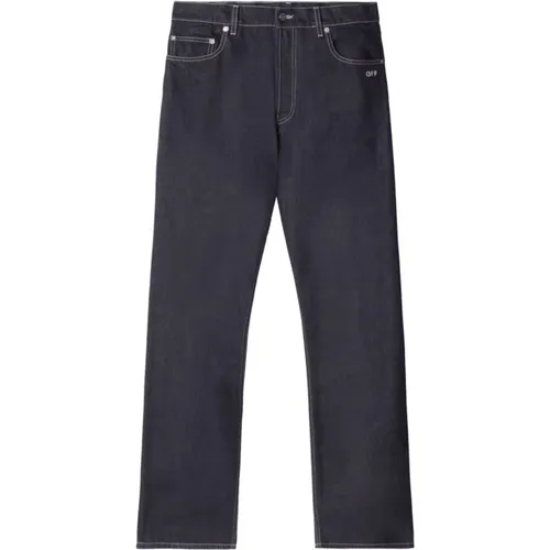 Blaue Denim Jeans mit Besticktem Logo , Herren, Größe: W31 - Off White - Modalova