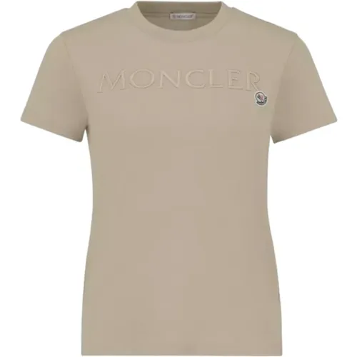 Besticktes Logo T-Shirt , Damen, Größe: XS - Moncler - Modalova