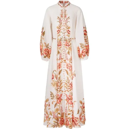 Linen Floral Dress , female, Sizes: XS - Zimmermann - Modalova
