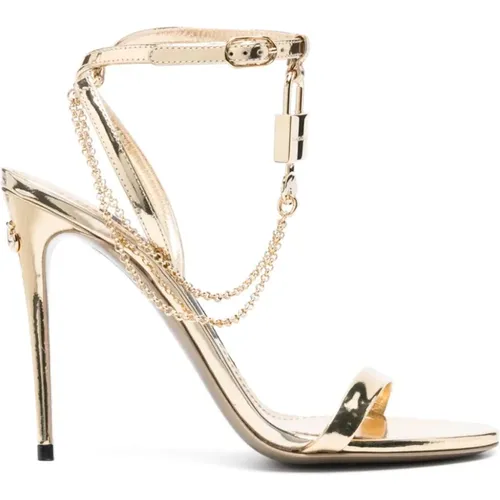 Golden Sandals with 11.0cm Heel , female, Sizes: 3 1/2 UK - Dolce & Gabbana - Modalova