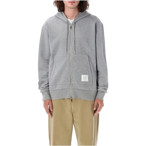 Hooded Zip-Up Knitwear Lt Grey , male, Sizes: XL - Thom Browne - Modalova