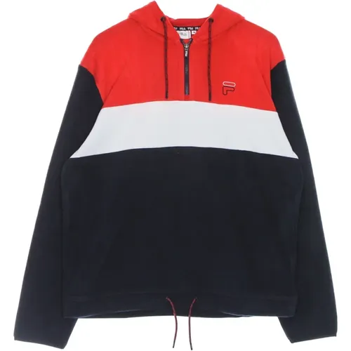 Half Zip Hoodie Schwarz/Rot/Weiß , Herren, Größe: L - Fila - Modalova