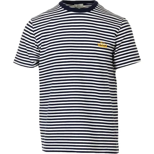 Blue Stripe T-shirt and Polo , male, Sizes: L, M, XL - Woolrich - Modalova