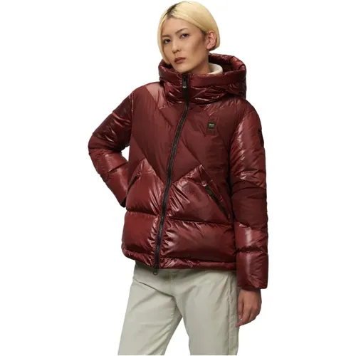 Geometric Line Quilted Hooded Jacket , female, Sizes: M - Blauer - Modalova