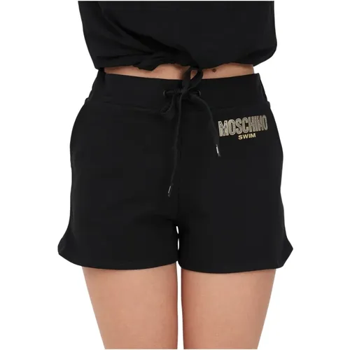 Kurze Shorts mit Logo-Print und Strverzierung , Damen, Größe: L - Moschino - Modalova