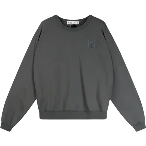 Oversized Grey Sweater with Tape Detail , female, Sizes: XS, S - 10Days - Modalova