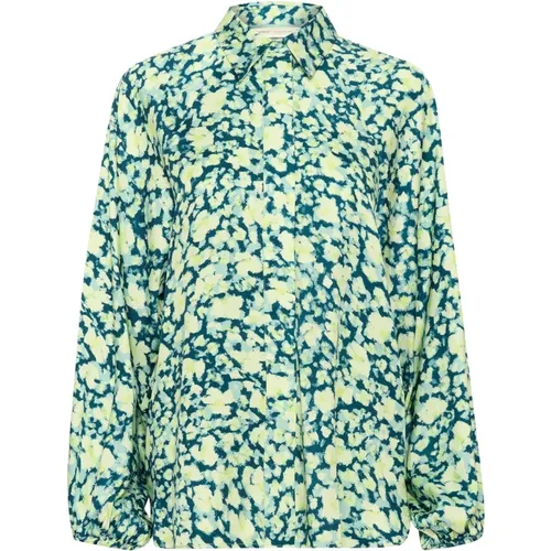 Grüne Blumen Shirt Bluse , Damen, Größe: 3XL - InWear - Modalova